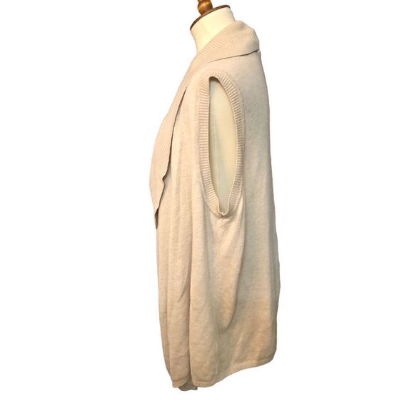 Wool blend Banana Republic beige open front large lapel wool blend sleeveless ca - Picture 4 of 7